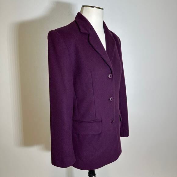 Vintage 90s Norm Thompson Wool Cashmere Blend Blazer Jacket Womens Size 6 Purple - Picture 2 of 11